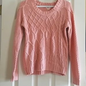 Mossimo Pink Multi-pattern Cable Knit Sweater Sz M